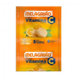 Pastilha de Vitamina C Melagrião® sabor laranja com açúcar - Sachê com 5 Pastilhas